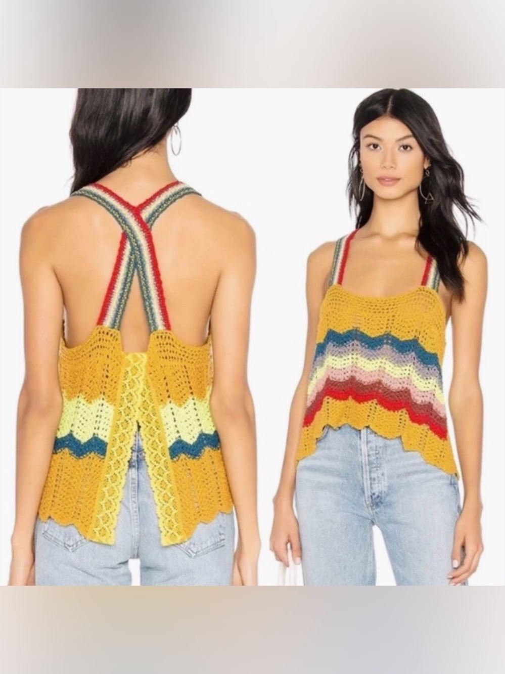 Free People Knit Top. Rainbow Straps. NWOT. 
Size XS. Will fit size small  also.